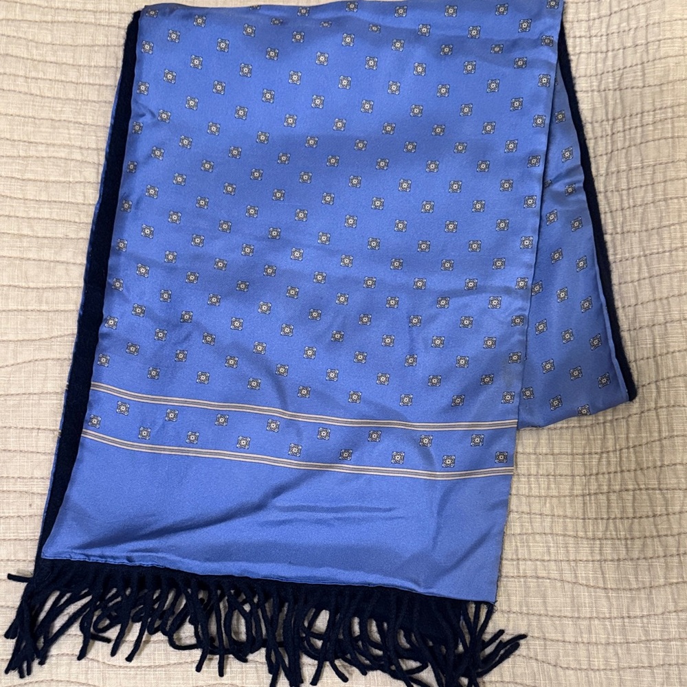 Guy Laroche Dark Blue 100% Wool And 100%Silk 11”X58” Opera /Tuxedo Scarf